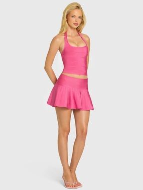 Oh Polly Bandage Skirt Set in Raspberry